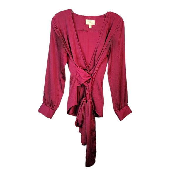 Moulinette Soeurs Velements by Anthropologie Silky Feel Long Waist Tie Blouse 4 - Picture 2 of 16